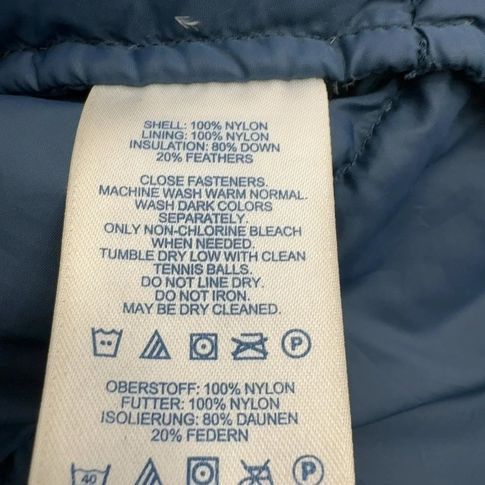 Lands' End Puffer Vest Mens L Blue Nylon‎ Down Insulated Mock Neck Gorpcore
